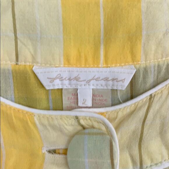 Fcuk jeans yellow plaid pullover top - Picture 2 of 4